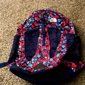 Brand New Without Tags Never Used North Face Neon Orange and Blue Backpack